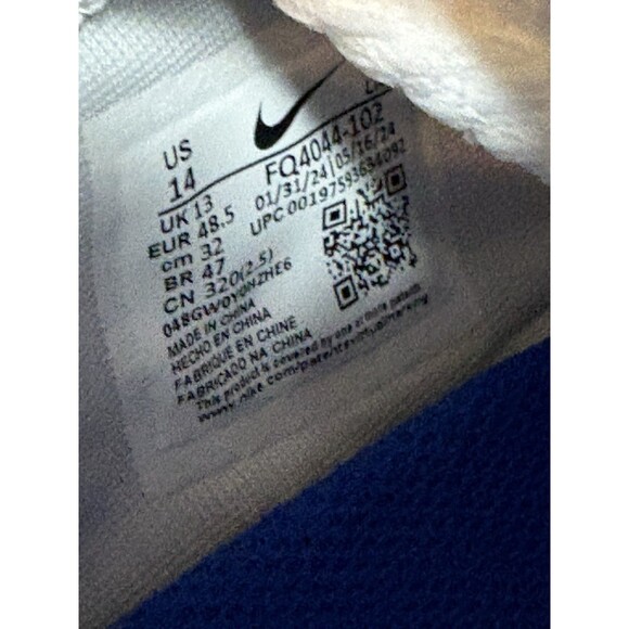 Nike Vapor Edge Pro 360 2 TB White HypeRoyal Blue FQ4044-102 Men's Size 14 - Picture 7 of 7